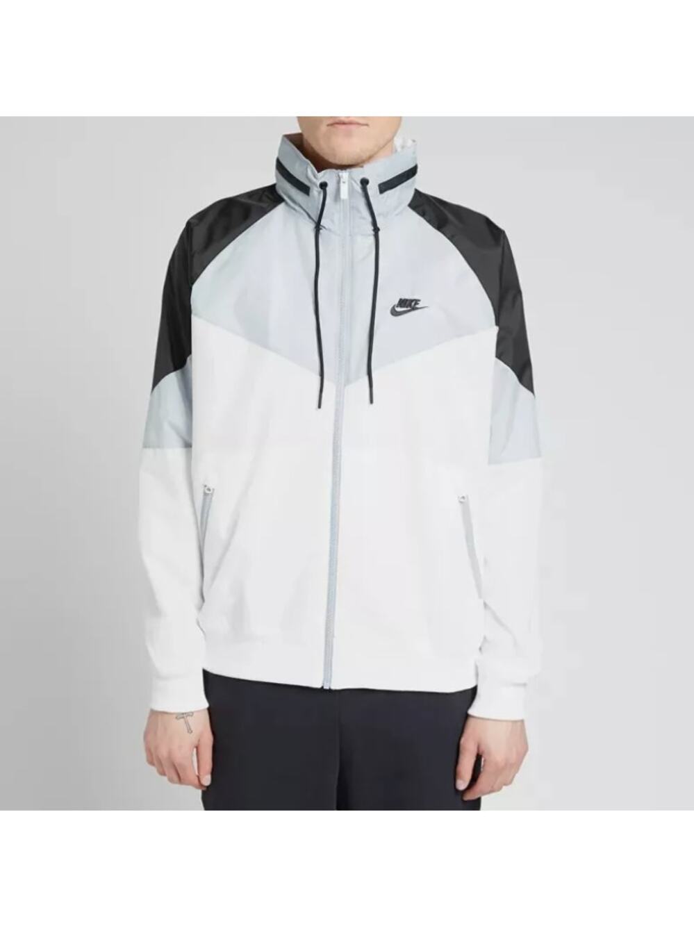 Nike Sportswear Gray White Windrunner Hooded Full Zip Jacket Mens S Colorblock